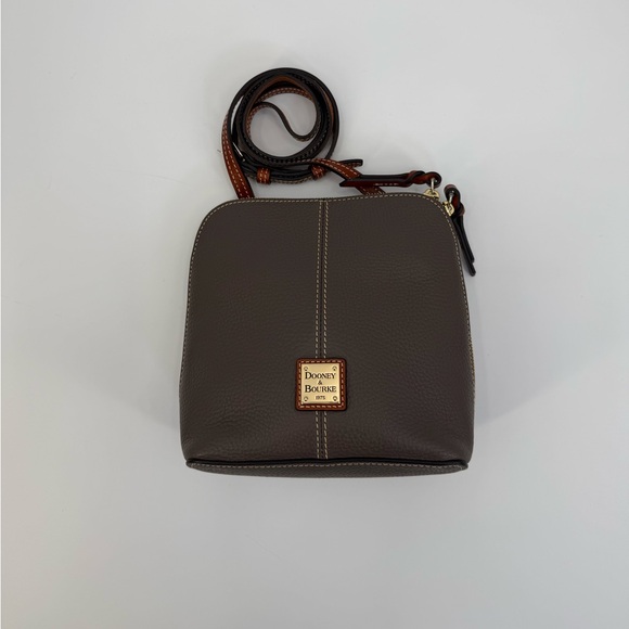Dooney & Bourke Trixie Brown Pebbled Leather Dome Crossbody Brown Bag - Picture 15 of 16